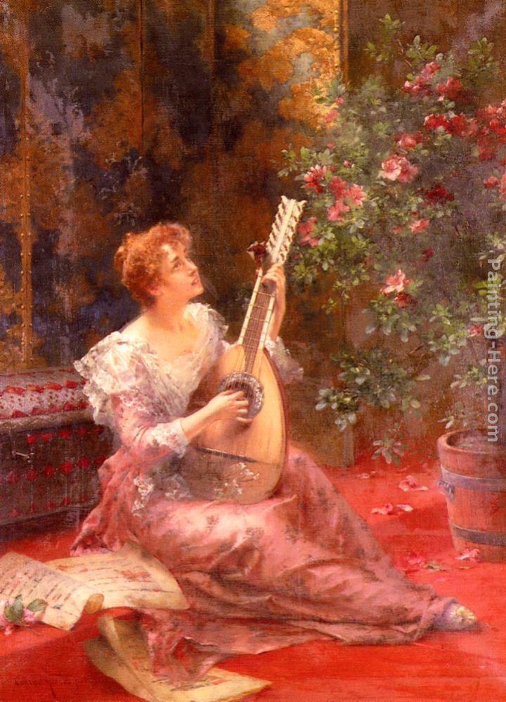 The Lute Player painting - Conrad Kiesel The Lute Player art painting